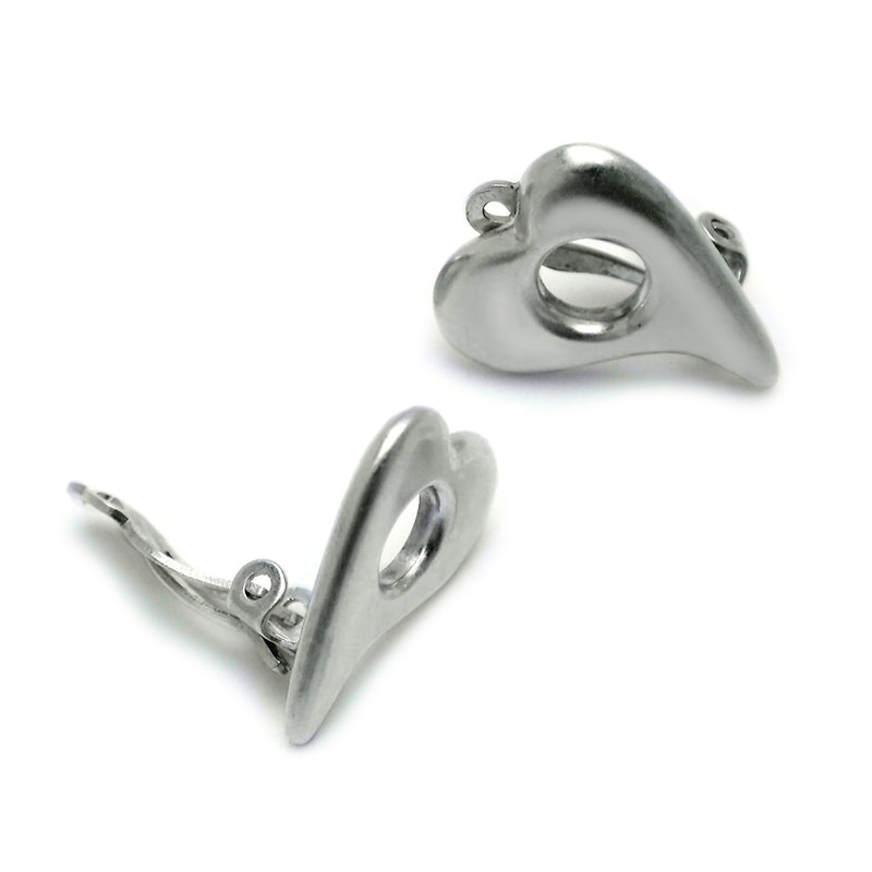Annika Rutlin secure clip-on silver heart earrings
