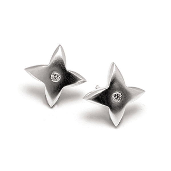 Aniara medium flower star diamond set stud earring SFE25D