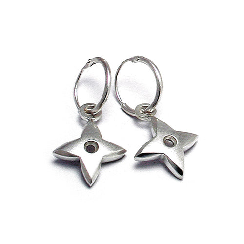 Annika Rutlin 16mm medium silver cross dangly earrings on hoops