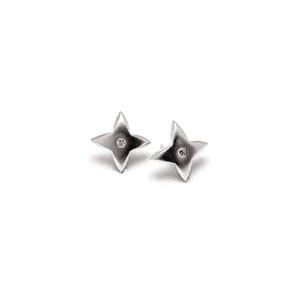 Aniara small flower star diamond set stud earring SFE21D - Annika Rutlin