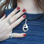 Annika Rutlin Idun ring and Efja ring plus pendant silver jewelelry