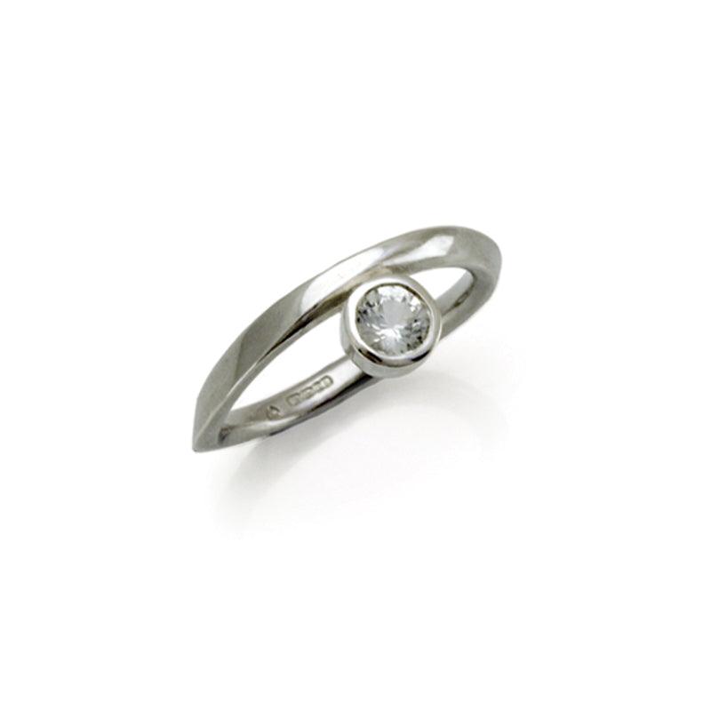 Goddess Tara Balance offset white sapphire silver ring WTR06 - Annika Rutlin