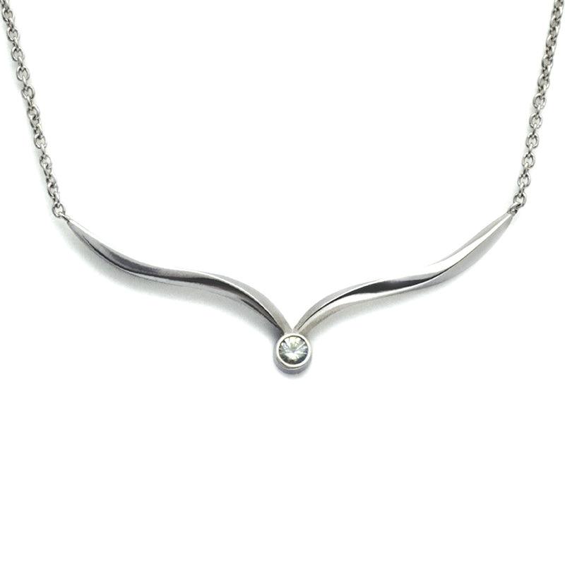 Goddess Tara White Sapphire Focus Wishbone Necklace WTN40C - Annika Rutlin