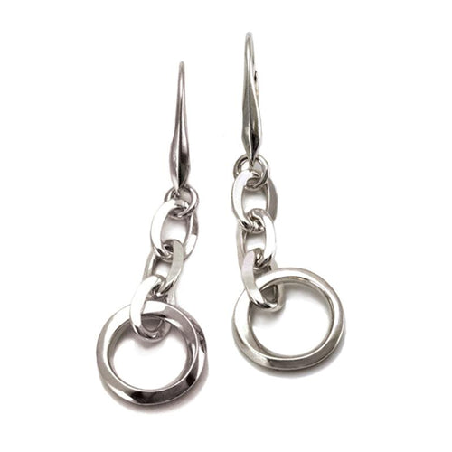 Sterling silver linked chain dangly earrings by designer jeweller Annika Rutlin