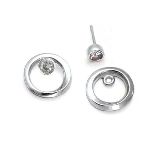 Annika Rutlin silver circle sleeve with detachable white sapphire stud earrings