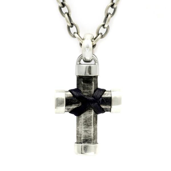 Inai silver & leather cross pendant on trace chain IAN44C - Annika Rutlin