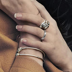 Annika Rutlin richly detailed silver stacking rings with movable parts - the ultimate in worry bead rings