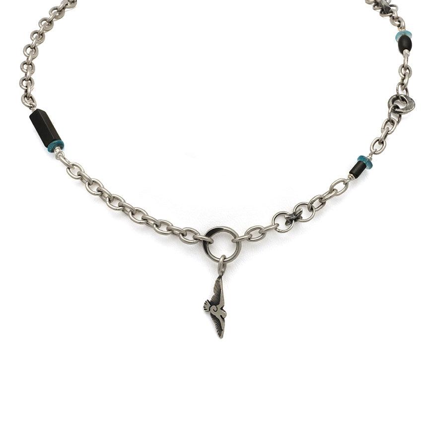 Raven hematite and apatite chain hanging bird necklace RN76 - Annika Rutlin