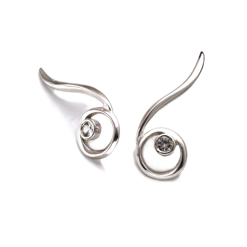 Goddess Tara Flow white sapphire ear climbers earrings WTE32 - Annika Rutlin