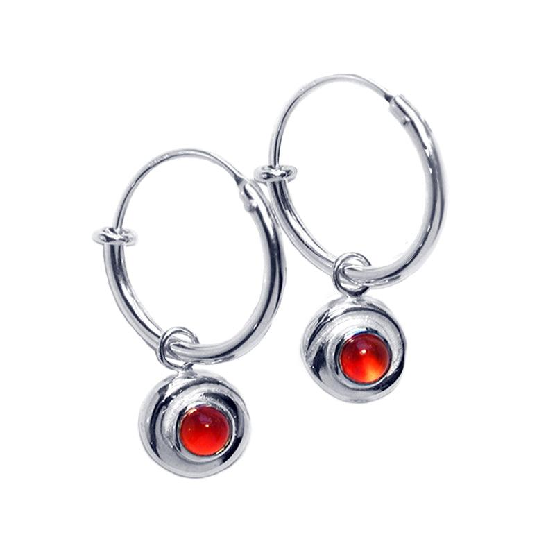 Easy to wear sleeper hoop gemstone earrings. Birthstone, birthday, special date jewellery by Annika Rutlin