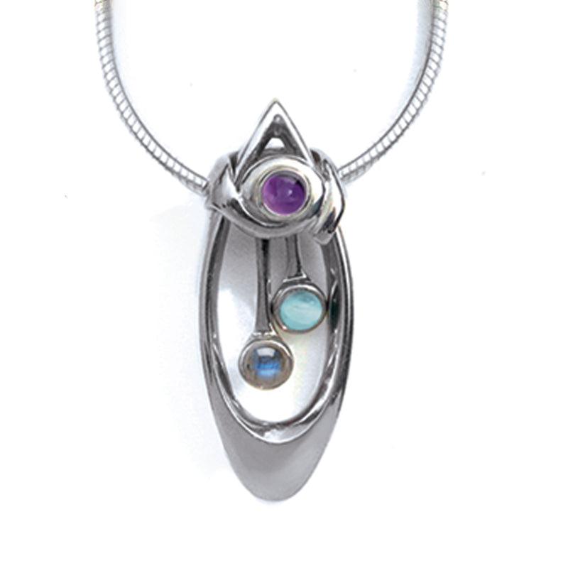 Kindred narrow double beloved semi-precious gemstone pendant KP52 snake chain - Annika Rutlin