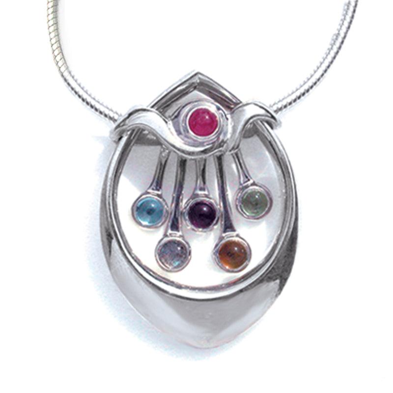 Kindred large quintuple beloved semi-precious gemstone pendant KP58 snake chain - Annika Rutlin