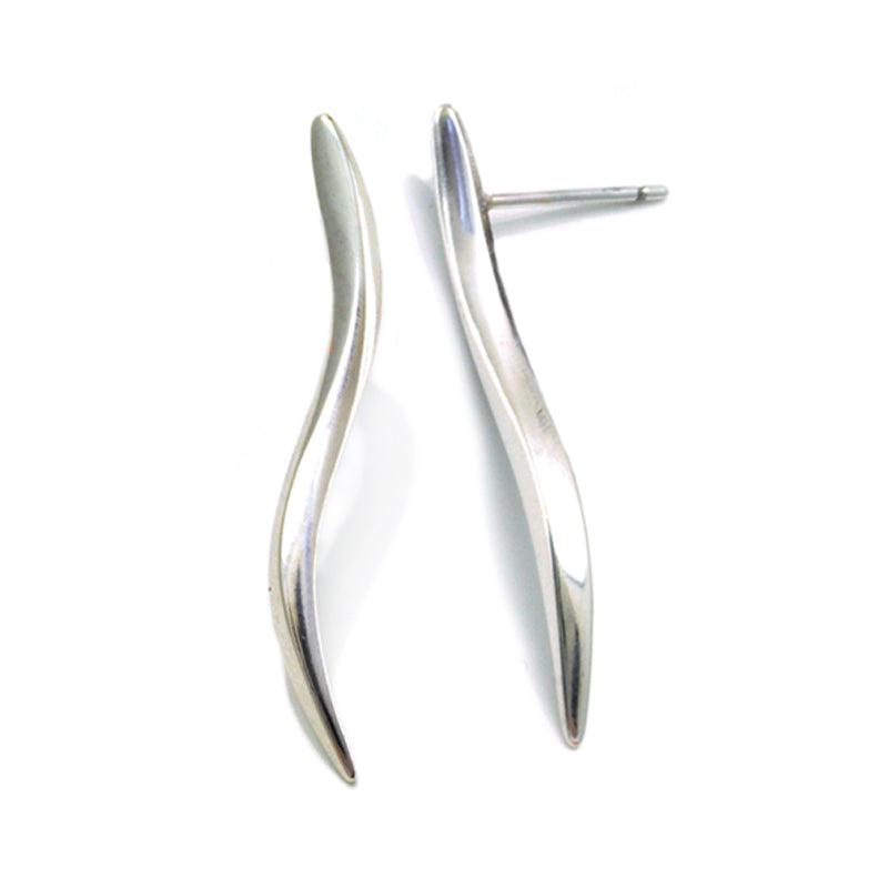 long wave silver stud earrings by designer jeweller Annika Rutlin