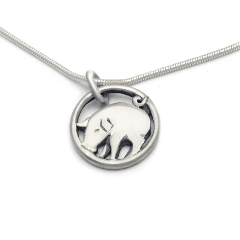 solid slver lucky charm year of the pig designer jewellery pendant