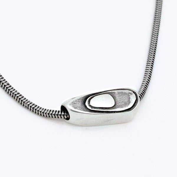 Annika Rutlin-elongated-cool-rectangular-silver-bead-necklace-mens-jewelry