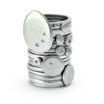 Gorgeous stack of silver diamond rings by designer jeweller Annika Rutlin
