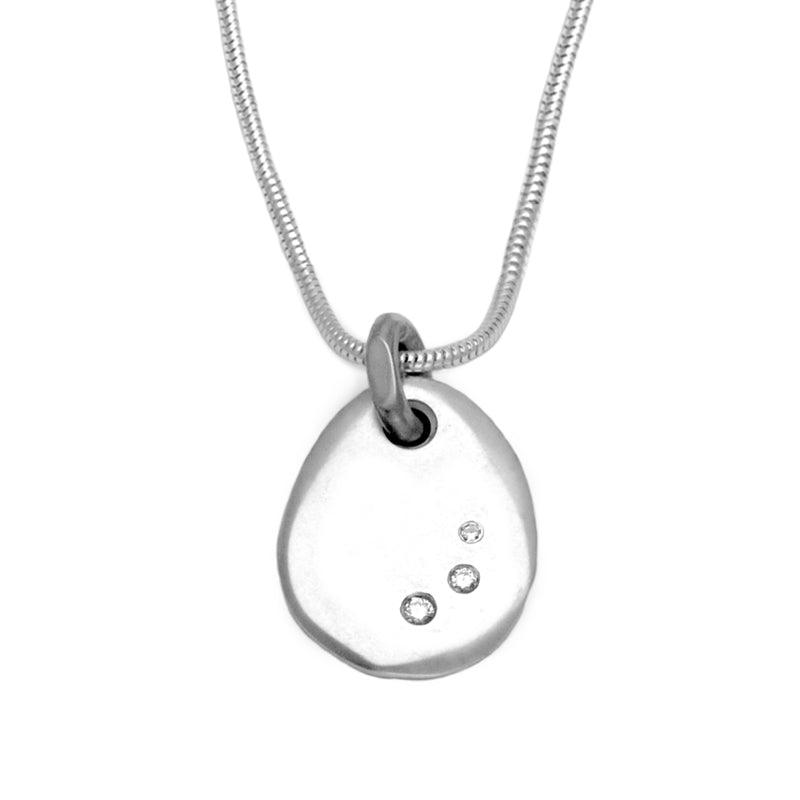 Cairn triple diamond set large pebble pendant on snake chain CAS48 - Annika Rutlin