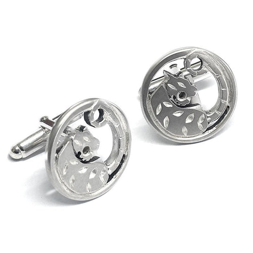 Block style modern solid silver stylised Tiger cufflinks in solid sterling silver by Annika Rutlin