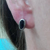 BlackJack silver & black onyx gem earring stud BJE21 pair - Annika Rutlin