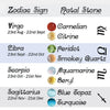 Annika Rutlin gemstone options representing horoscopes Virgo, Libra, Scorpio, Sagittarius