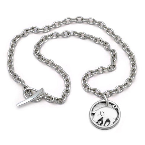 Gorgeous designer heavy silver chain featuring lucky pig charm by Annika Rutlin