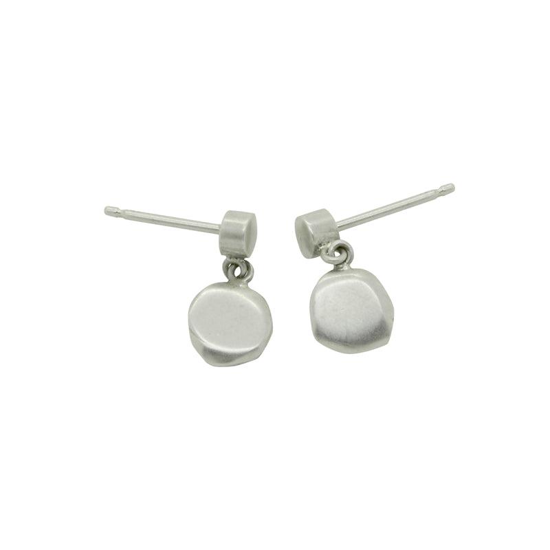 Cairn collection solid silver drop stud pebble earrings by Annika Rutlin