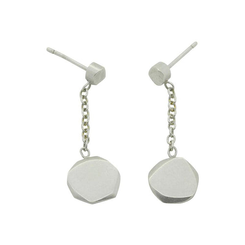 solid silver pebble like chain and stud drop dangly earring by Annika Rutlin