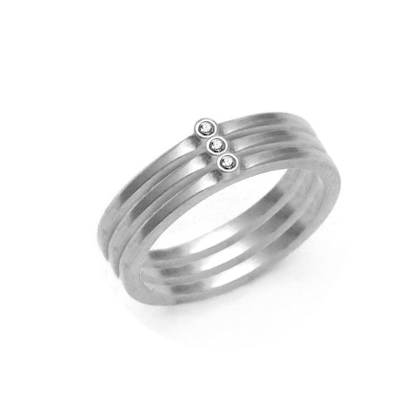 Cairn collection narrow small diamond solitaire ring CAR02 - Annika Rutlin