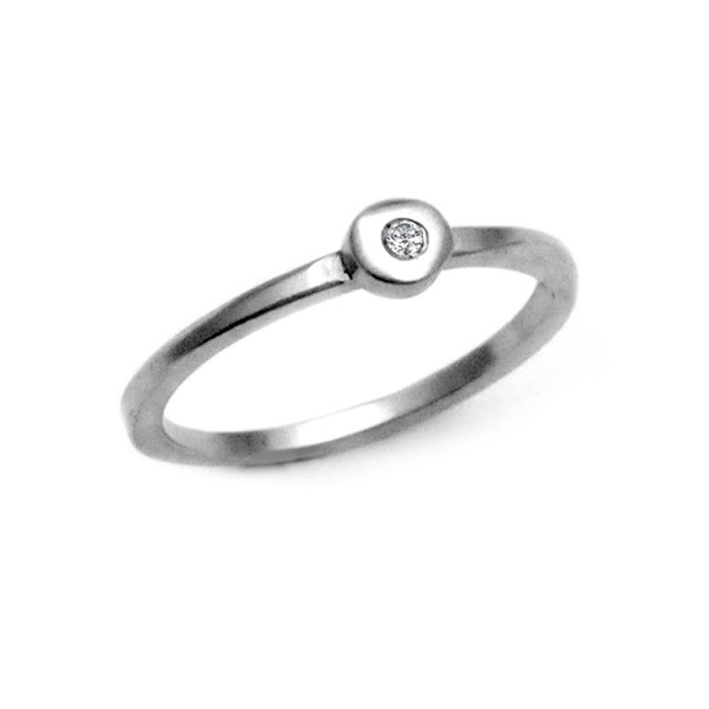 Cairn collection narrow small pebble diamond solitaire ring CAR04 - Annika Rutlin