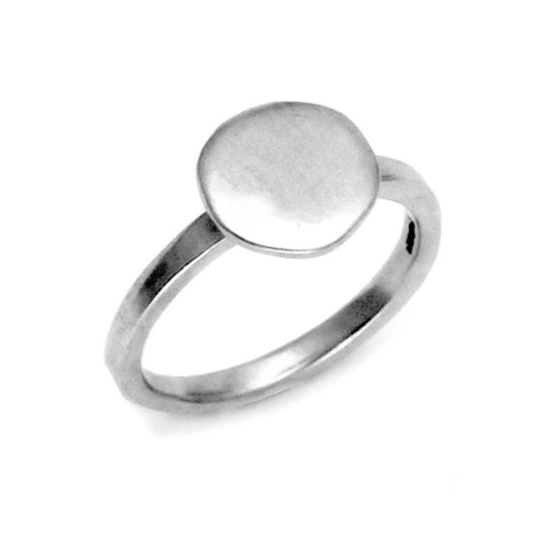 10mm flat pebble detail solid silver stacking ring by jewelry designer Annika Rutlin