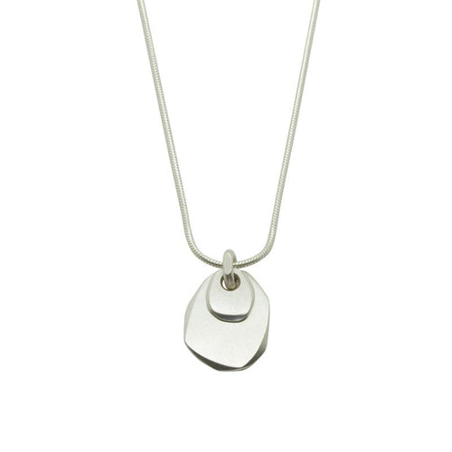 solid silver doble pebble pendant, suitable for engraving, by designer jeweller Annika Rutlin