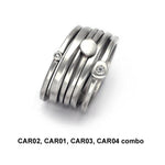 multi ring stacking set in sterling silver 7 diamond by Annika Rutlin