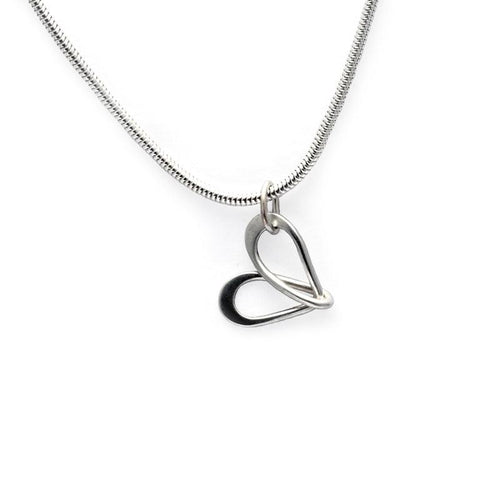 Dainty silver wire infinity loop heart pendant in sterling silver by Annika Rutlin