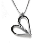 large wire infinity loop silver heart on snake chain by Annika Rutlin