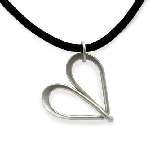 30mm large silver infinity loop wire pendant on leather by Annika Rutlin