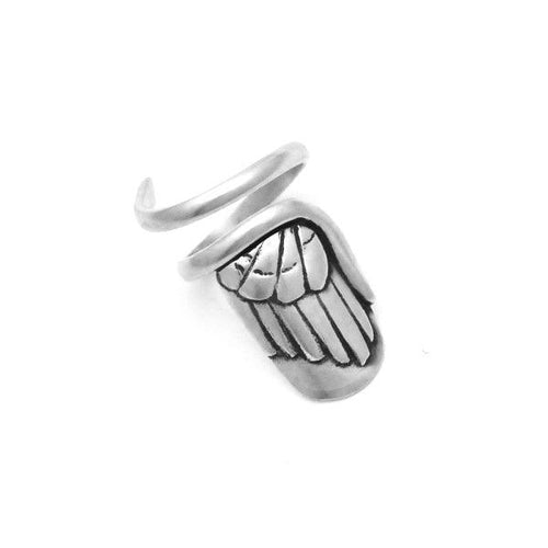 angel wing solid sterling silver designer nail ring by Annika Rutlin
