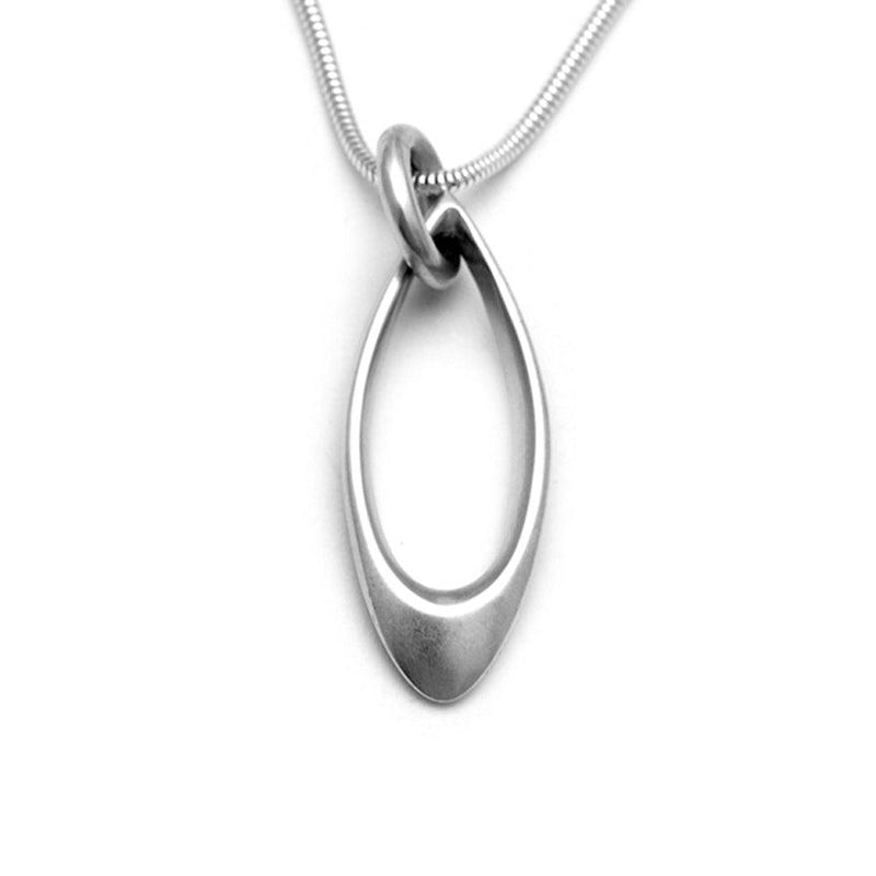 Elegant classic long narrow loop designer pendant sterling silver
