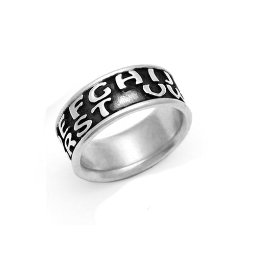 Missing You jewellery wide sterling silver alphabet ring by Annika Rutlin