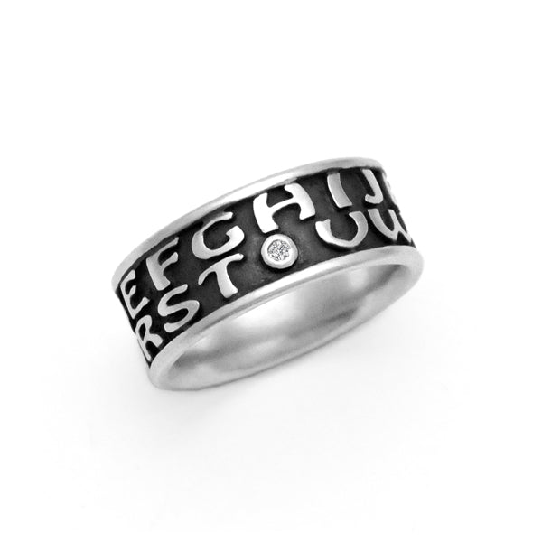 Missing U alphabet wide diamond band ring MUR04 - Annika Rutlin