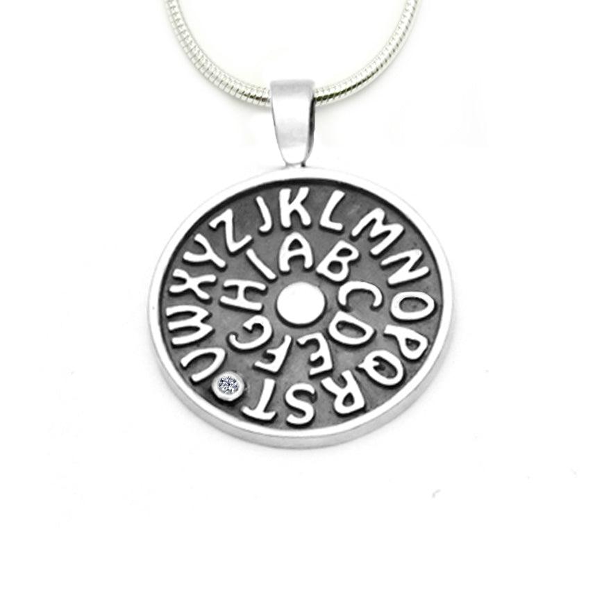 Missing U large disc diamond set pendant on snake chain MUS47 - Annika Rutlin