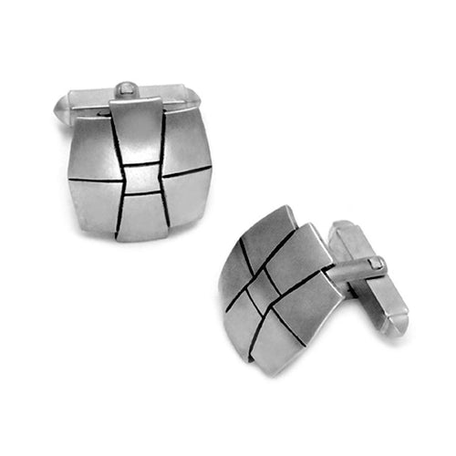elegant masculine cufflinks shield shaped solid silver Annika Rutlin