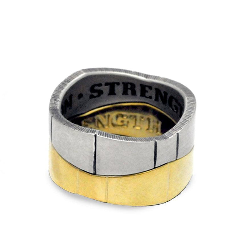 armour style stacking rings in solid silver & gold vermeil