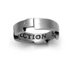 Strength & protection engraved armour style silver mens ring
