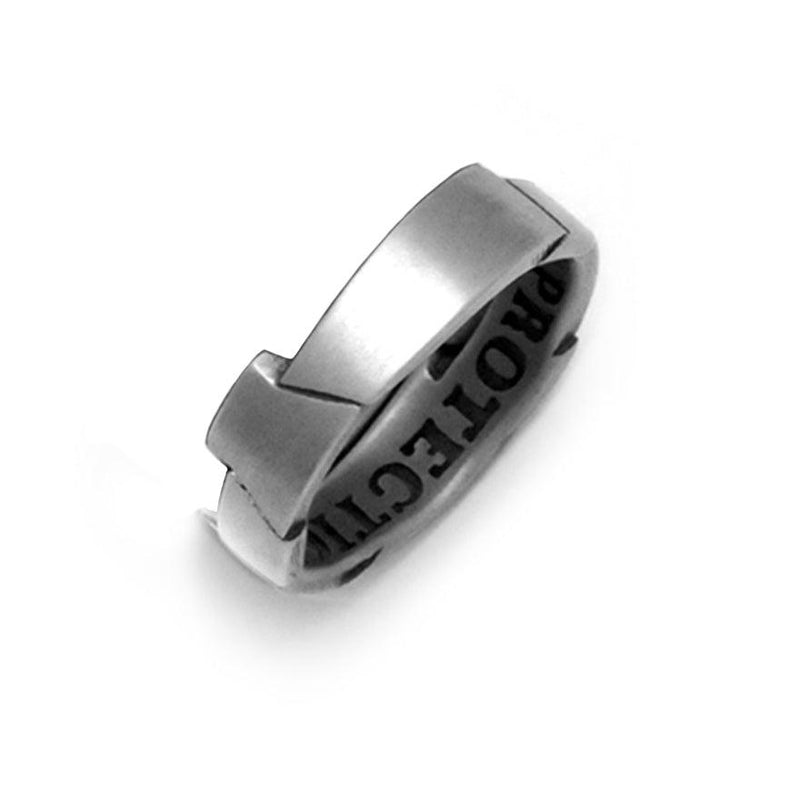 Masculine armour look uneven mens silver band ring