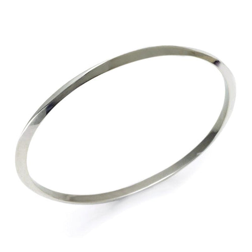 Annika Rutlin sleek formed oval solid silver bangle 4mm wide