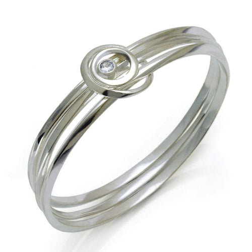 Annika Rutlin white sapphire solid silver triple oval bangle contemporary jewellery