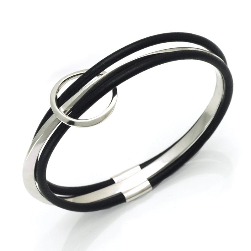 Goddess Tara ''Time'' leather and solid silver triple bangle WTB71 - Annika Rutlin