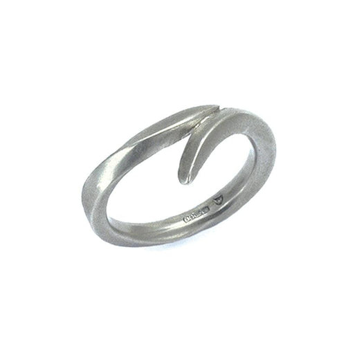 wrap over carved silver ring by jewellery designer Annika Rutlin