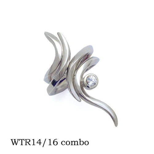 Harmony Eagle combination interlocking Annika Rutlin silver white sapphire rings