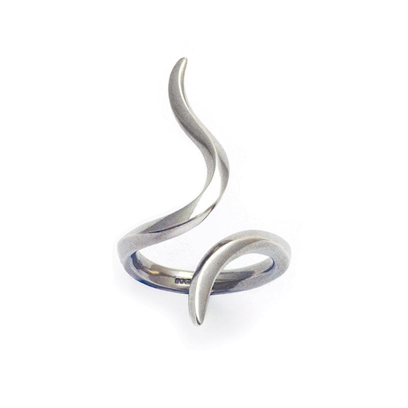 Goddess Tara Eagle long interlocking twist silver ring WTR15 - Annika Rutlin